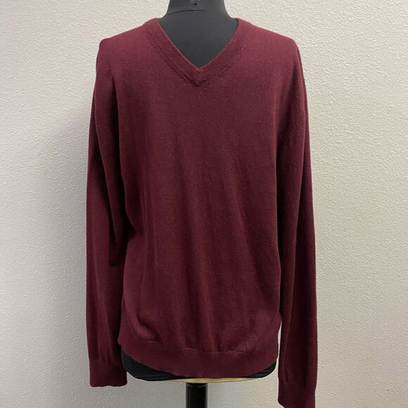 Johnston and Murphy Mens V Neck Silk Blend Sweater Size XL Maroon Pullover - Picture 1 of 7